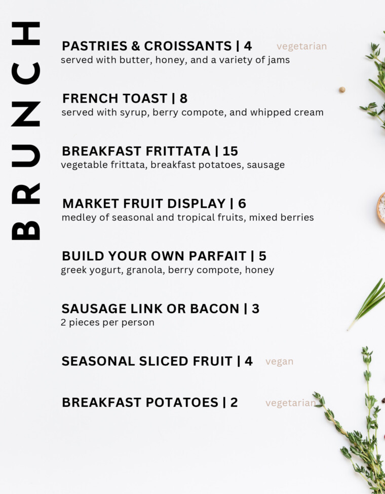 Market Catering Wedding Menu - Page 2